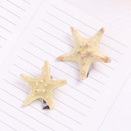 FRCOLOR 2pcs Starfish Hair Clip Handmade Natural Sea Star, Random, Size No Size