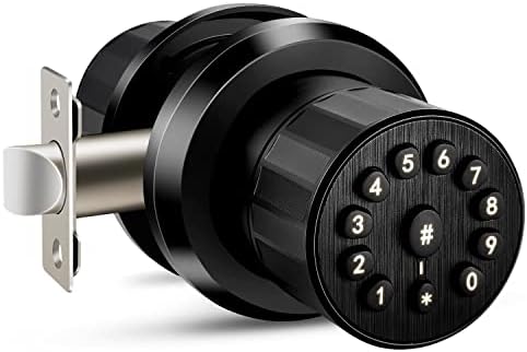 Swikitec Door Knob with Keypad, Passcode, Key, Electronic Digital Door Knob, Sturdy, 2.5s Auto Lock, Waterproof, keypad Door Knob for Home, Office, Easy to Install