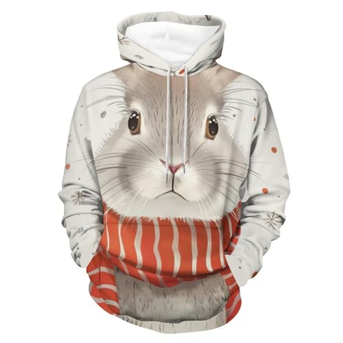 Sweat à capuche lapin hoodie manches longues sweatshirt pullover homme femme S