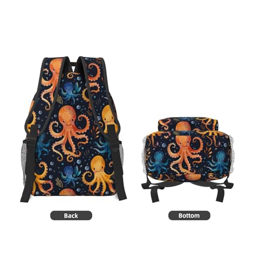 Vibrant Octopus Backpack, Travel School Laptop Polyester Colorful Octopus Backpacks for Women Kids, Work Sports Back Pack Casual Daypack, Lightweight Rucksack Gifts for Gym Camping Hiking3