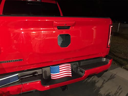 Image of CONGCONG Tailgate Emblem Badge for Dodge Ram 1500 /2500 /3500 (2019-2023, American Flag - Matte Over Gloss Black)