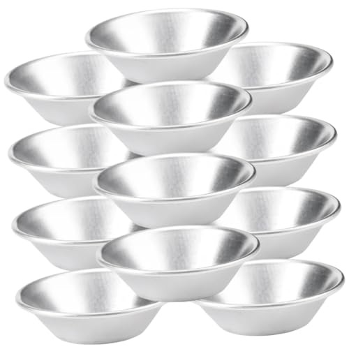 Hemobllo 12 piezas Molde para Tartas de Huevo Redondo de Acero Inoxidable Resistente Alta Temperatura Fácil Limpieza para Hornear Cupcakes y Postres Reuniones Familiares