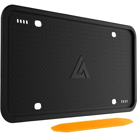 Aujen Silicone License Plate Frames Black, 1 Pack Car License Plate Frame, Universal US Car Black License Plate Holders Brackets Rust-Proof, Rattle-Proof, Weather-Proof Car Accessories(Black) Cover