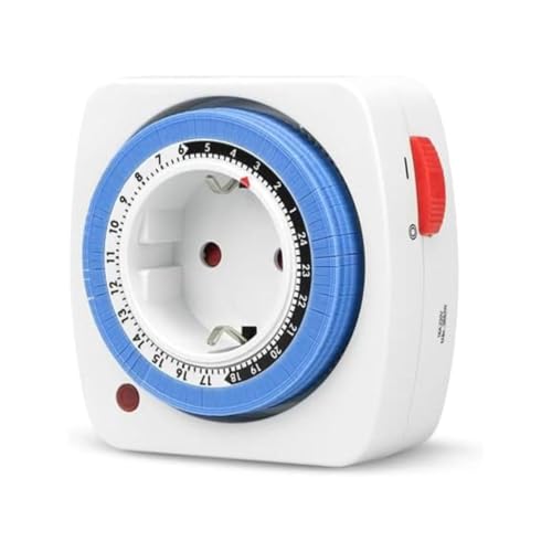 Garza -Enchufe Temporizador analógico Mini, Color Blanco - Azul, Una Unidad (1)