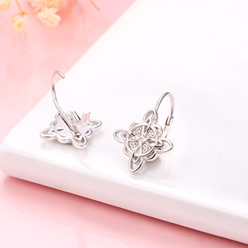 S925 Sterling Silver Celtic Knot Earrings for Women Irish Good Luck Drop Dangle Hook Earrings4
