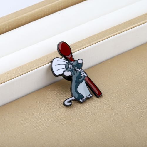 Image of KEYCHIN Funny Rat Remy Brooch Remy Chef Fans Gifts Little Chef Mouse Enamel Pin