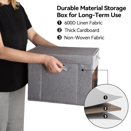 Image of 3 Pack Comic Book Storage Box with Lid, Collapsible Magazine Organizer with Clear Window, Heavy Duty Case Container Holder, Grey