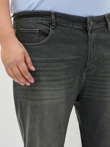 Image of Urbano Plus Men's Regular Fit Heavy Washed Denim Jeans Stretchable