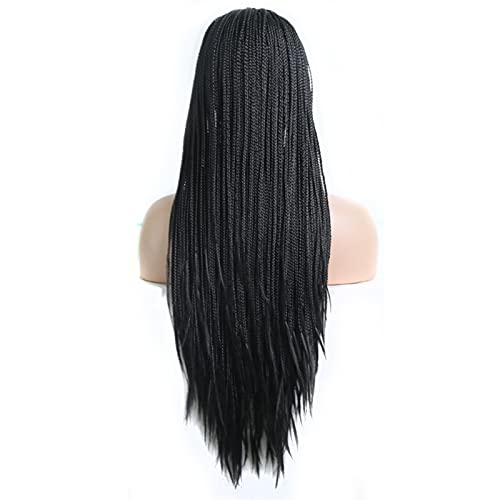 ROEWP Doos Vlechten Gevlochten Pruiken Synthetische Kant Voor Zwarte Vrouwen Met Baby Haar Cosplay Pruiken Zwart Pruik - Image 4