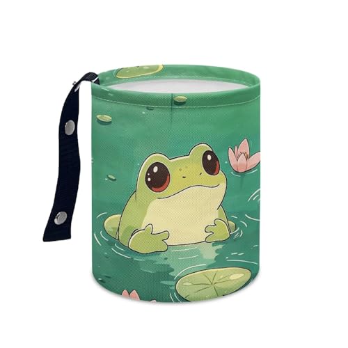 Image of Green Frog Car Trash Bag, Car Trash Can - Cute, Portable, Collapsible for Back Seat, Floor, or Hanging Cars Garbage Accessory
