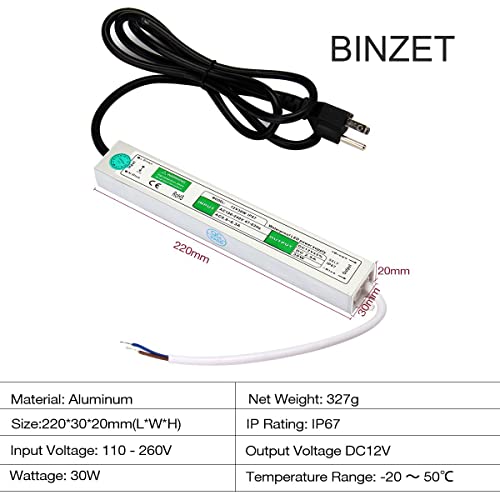 Binzet Dc12V 2.5A 30 Watt Led Power Supply Driver Transformer Ac 120V-130V To Dc 12V 2.5A Output Voltage Convertor Led Strip Low Voltage Powered Led Light Regulator #TOP1