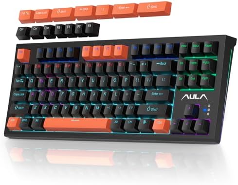 Teclado Mecânico AULA F3032 87 Teclas Branco Layout ABNT2 Compact...