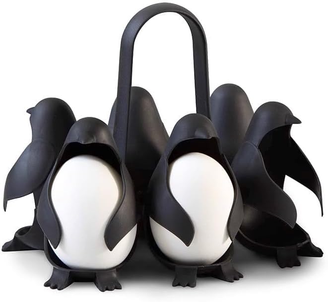 Midyrrg Penguin Egg Holder for Boiling Eggs,Funny Penguin Egg Boiler,Egg Cooker,Boiled Egg Holder Storage for Kitchen,Egg Organiser Fridge Holds up to 6 Eggs for Easy Cooking and Refrigerator Storage