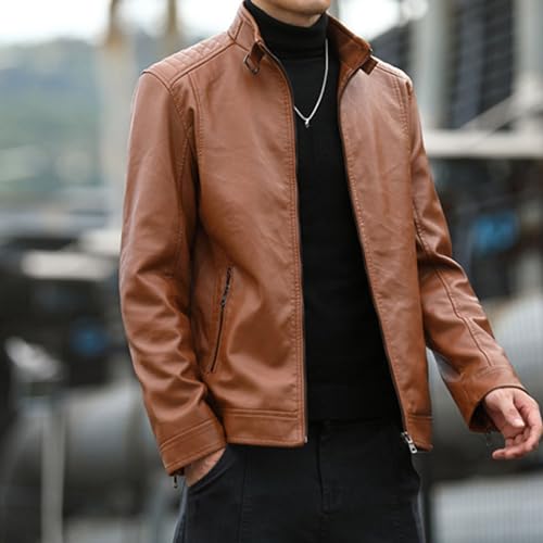 Chaqueta de cuero sintético vintage para hombre miniatura 4