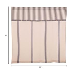 Piper classics market place blue ticking and grain sack stripe shower curtain  urban country home decor