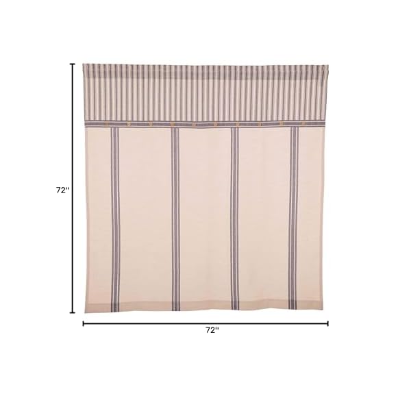 Piper classics market place blue ticking and grain sack stripe shower curtain  urban country home decor