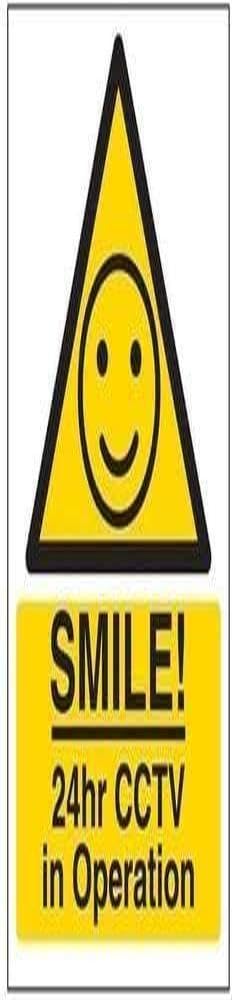V Safety Smile! 24Hr CCTV In Operation Sign - 150mm x 200mm - 1mm Rigid Plastic