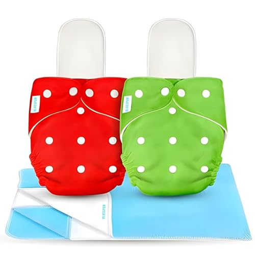 BLUESPUN Baby Cloth Diapers 0 To 3 Years | Side Leakage Proof Washable Reusable Diaper For New Born Baby|Freesize, Reduces Rash,|Stay Dry & Lasts up to 3Hrs (Pack of 2)