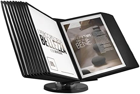 FPIGSHS Desktop/Wall Reference System with 20 Panels Easy-Load Pockets, Adjustable Desk Reference Organizer, Black Base Flip File Rack, for Display A4 Documents. (Size : 20 Panel)