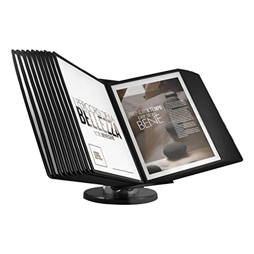 Fpigshs Desktop/Wall Reference System With 20 Panels Easy-Load Pockets, Adjustable Desk Reference Organizer, Black Base Flip File Rack, For Display A4 Documents. (Size : 20 Panel) #TOP24