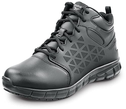 Reebok Work Sublite Cushion Work, Men's, Black, Mid-Athletic Style, MaxTrax Slip Resistant, Soft Toe Work Shoe (14.0 W)