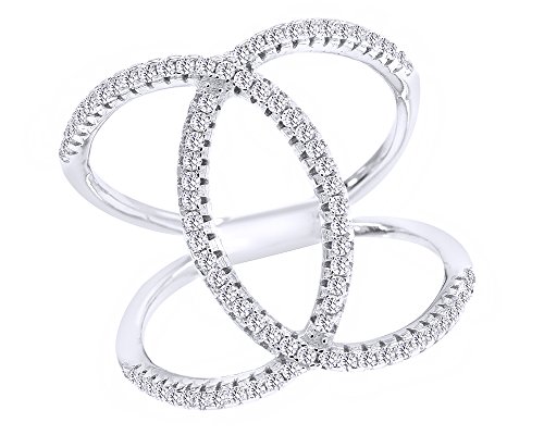 Jewel Zone US Delicate Geometry Twist Cubic Zirconia Promise Ring in 925 Sterling Silver