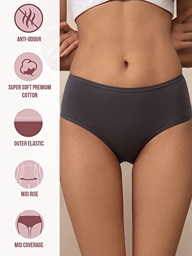 Image of NYKD NYP033 Breathable Cotton Hipster Panty Set for Women | Mid Rise, Medium Coverage with N Fresh Anti Bacterial & Anti Odour Finish | Super Soft Elastic for All Day Comfort