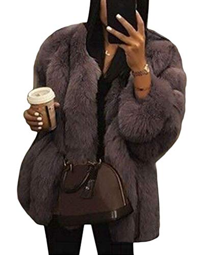 Onsoyours Kaffee Faux Fake V-Ausschnitt Langarm Dicker Oversize Winter...