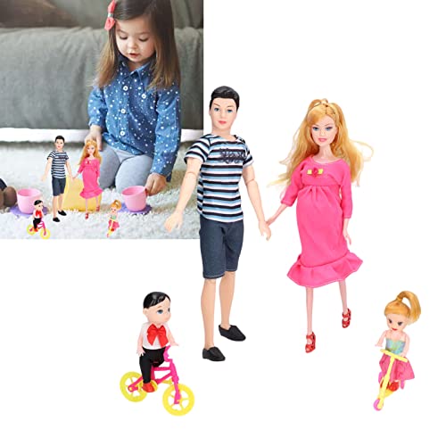 Drfeify Family Doll, 5 Pieces Pregnant Mom Doll Kit With Dad Pregnant Mom Boys Girls Scooter #TOP1