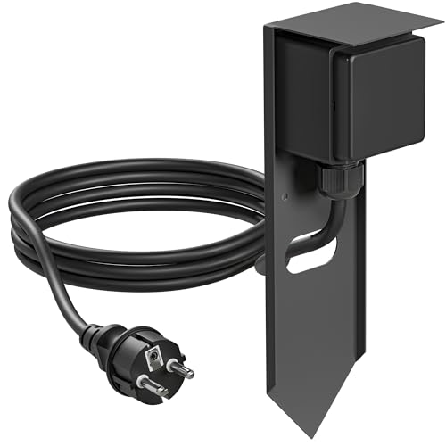 ledscom.de Jardin Colonne de Prises PIWI avec Piquet de Terre et 2m de câble pour l'extérieur, IP44, 1x, Anthracite