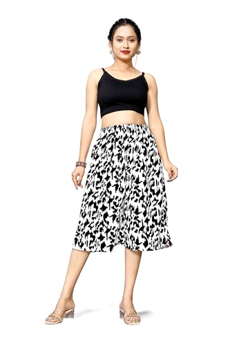Image of Viscose Rayon Flared Printed Plazzo Palazzo Pants, Loose /Relaxed Fit Regular, Office Wear, Casual Wear Comfortable, Trouser Pants for Girls & Women Black Kerri Design (S to 3XL Size)