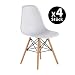Produktbild KunstDesign 4er Set Mid Century Modern Esszimmerstühle, Buche Holzbeine und stabile Metallrahmen - für Esszimmer, Küche, Schlafzimmer, Lounge - Easy-Assemble & Clean - Weiß