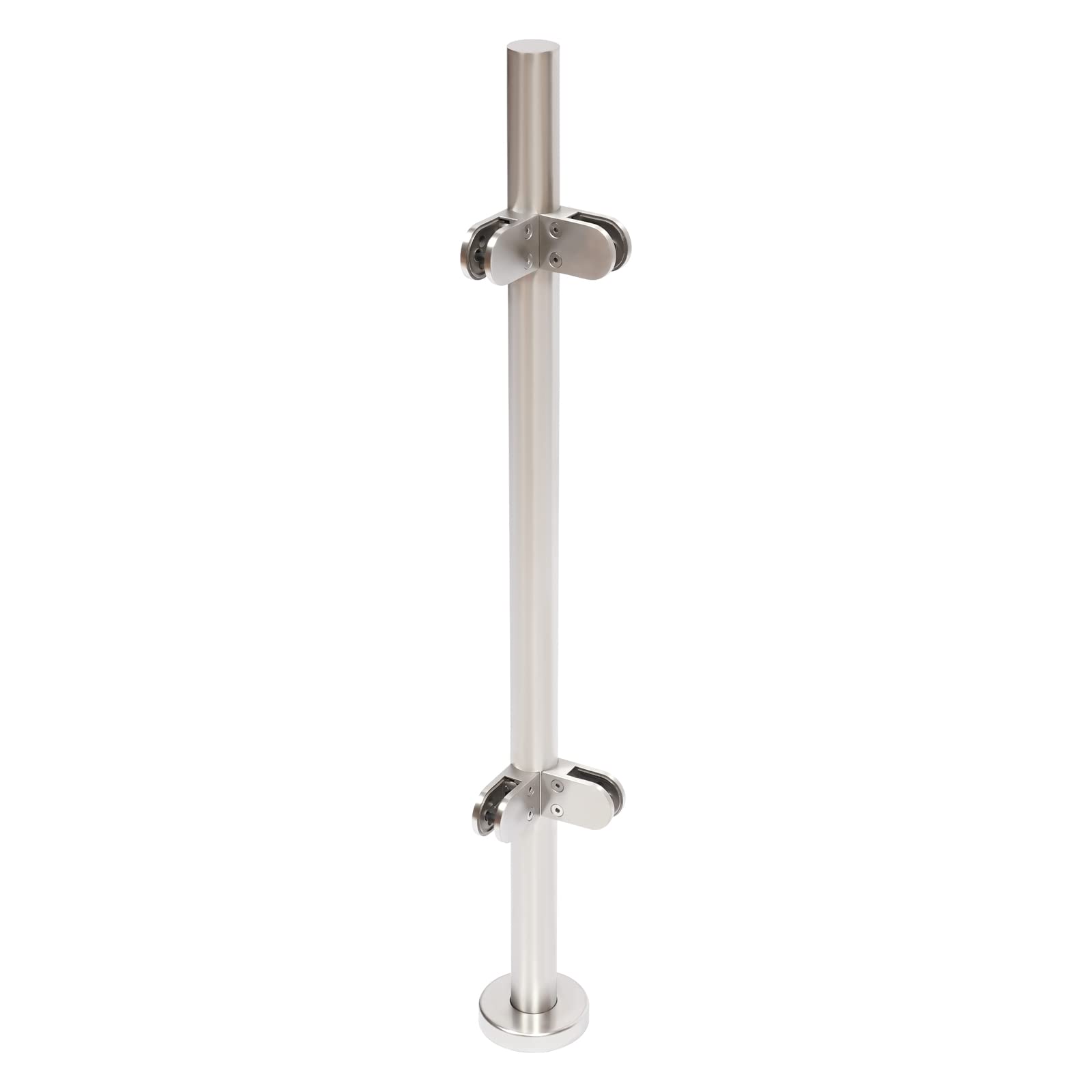 90/110 CM Stainless Steel Balustrade Post with Glass Clamps and Rubber Pads, Balustrade Railing Fence Pole Handrail, Fits 10/12MM Glass, Wood, Plastic (Corner Post | 110CM) — image 1