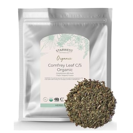 Starwest Botanicals Feuilles de consoude bio coupées et tamisées, sac en vrac de 0,5 kg