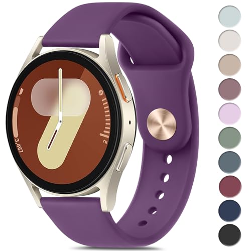 Meliya Bands Compatible with Samsung Galaxy Watch 7 & FE, 40mm & 20mm Soft Silicone Sport Replacement Straps for Women & Men (Purple)