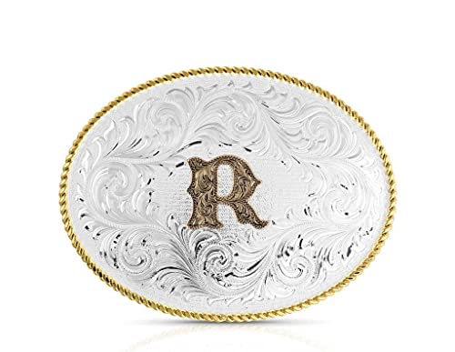 Montana Silversmiths Unisex Classic Western Oval Two-Tone Initial Belt Buckle
