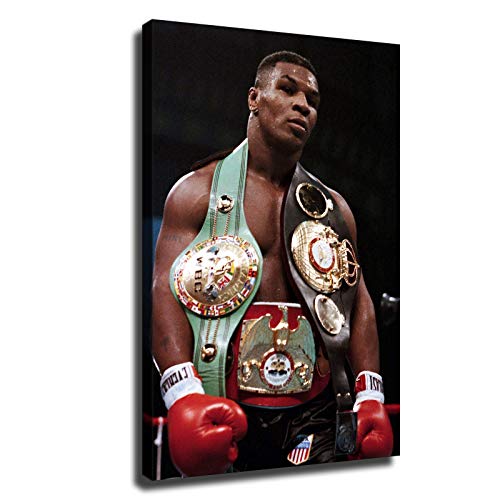 Mike Tyson poster Heavyweight boxing professional Glory Medal Wall art Canvas picture Xirokey HD printing (16x24inch,framed)