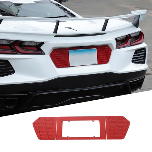 Marco de matrícula trasero para Corvette C8 (2020-2025) en aluminio rojo