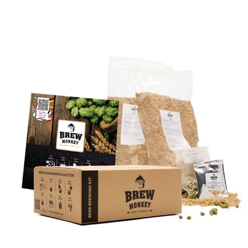 📦 CONTENUTO: Una confezione di ingredienti Brew Monkey pronta all’uso con malto, luppolo e lievito freschi e dosati con precisione. Tutto ciò di cui hai bisogno per iniziare a produrre la tua birra artigianale fatta in casa