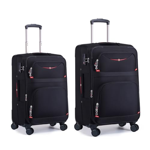 Image of ROPLUS Softside Expandable Luggage with 4 Spinner Wheels, Durable Carry-On Luggage Suitcase (Black, 2-Piece Set 21 /25)