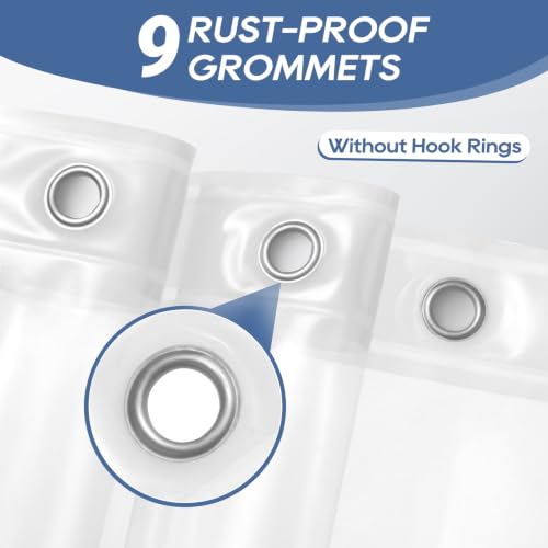 Image of downluxe Clear Shower Curtain Liner with Magnets, Clear Shower Liner, 54 inch W x 72 inch L Lightweight Shower Curtains for Bathroom