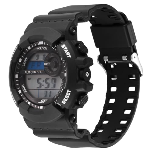 Image of SF Sporty Digital Black Dial Polyurethane Strap Watch for Men-77130PP01W /NT77130PP01W