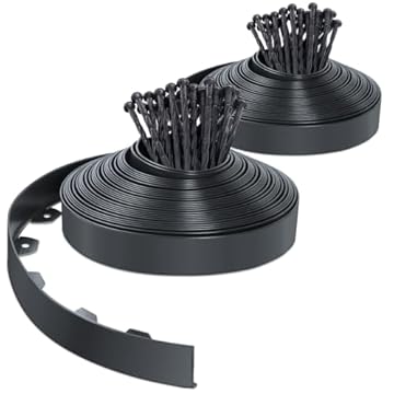 VOUNOT® Bordo Giardino Flessibile, Bordi Aiuole Plastica, con 80 Chiodi di Fissaggio, Lunghezza 40m, Altezza 5cm, Antracite