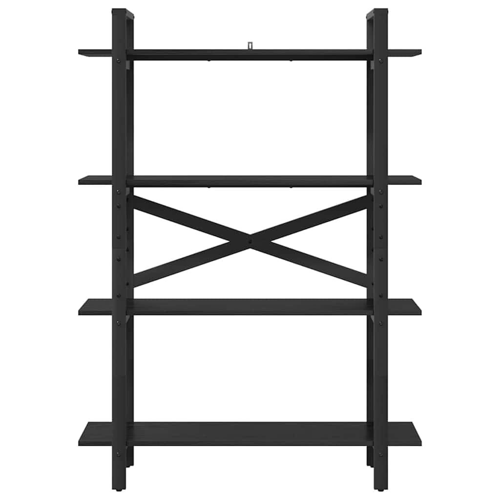 Libreria a 4 ripiani in legno con telaio in acciaio, 100 x 33,5 x 140 cm, autoportante, stabile, per soggiorno, studio, camera da letto