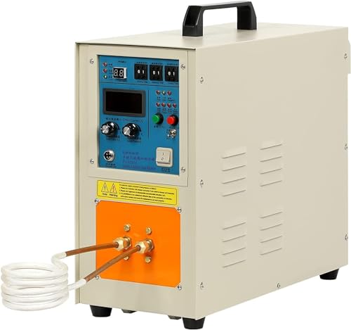 High Frequency Induction Heating Machine 15KW 30-100KHz Heat Melting Welding Quenching Annealing Brazing Metal Melting Furnace (220V Machine with Power Cord and Graphite Crucible)