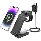 Wireless Charger, 3 in 1 Wireless Charging Station for iPhone 16 17 15 14 13 12 11Series, Phone and Watch Charger Stand for Apple Watch Ultra/10/9/8/7/6/5/4/3/2/SE, AirPods Pro/4/3/2