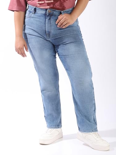 Image of High Star Women Plus Size Straight fit High-Rise Casual Jeans