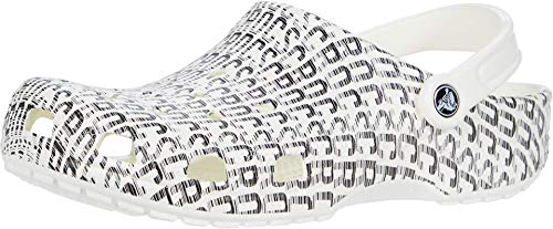 Image of Crocs Men's and Women's Classic Graphic Clog, Logo /White, 12 Women / 10 Men
