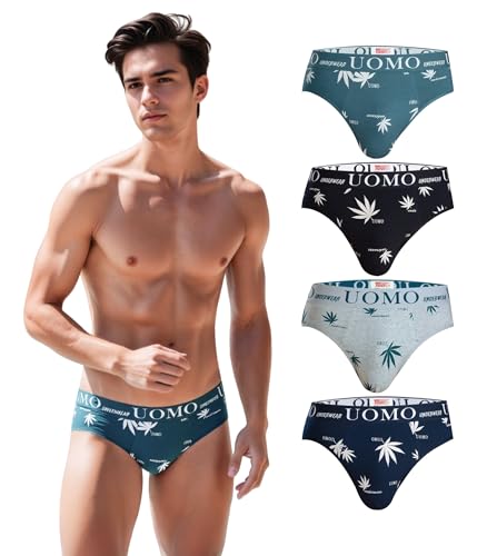 Trendy Boy Ropa Interior de Hombre Briefs con Algodón Premium, Paquete de 4 Briefs Multicolores con Parte Delantera Amplia en Forma de Y Ultra Suave (5142, M)