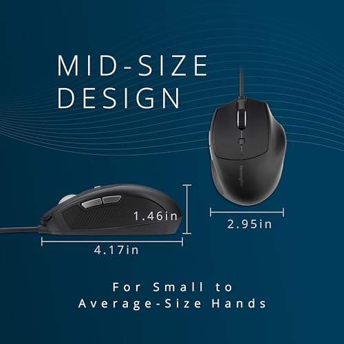 Kensington USB-C Wired Mouse, Pro Fit Ergo MY435 EQ Wired Mouse, for Small to Medium-Sized Hand, Programmable Buttons, Quiet-Click Buttons, USB-C Connection - Black (K72512NA) - 1